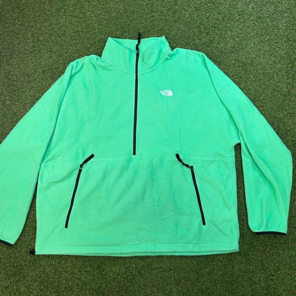 The North Face Mens XXL Neon Green Quarter Zip Fleece Pullover Jacket